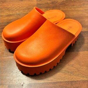 Rogue Orange Platform Loafers